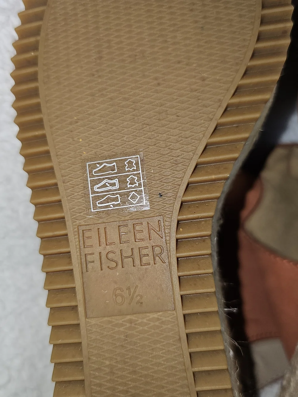 Eileen Fisher Weslia Espadrille Wedge Sandal Cider Leather Size 6.5 Coastal.
